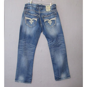 Rock Revival Buckle Jeans Floyd Boot Cut Thick Stitch